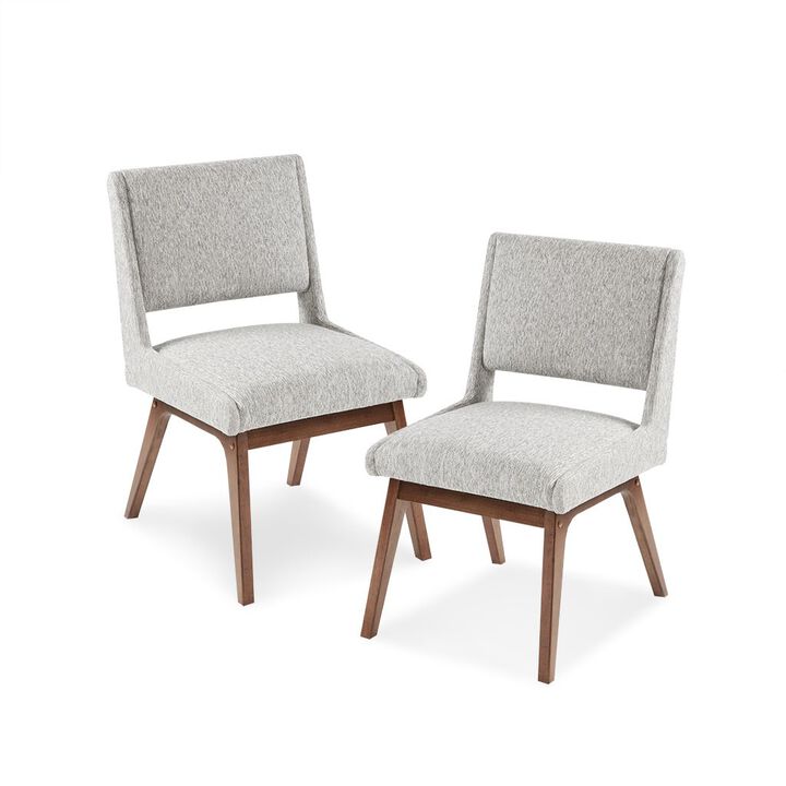 Gracie Mills Carlene Chic Upholstered Dining Chairs (Set of 2) - Pecan Finish