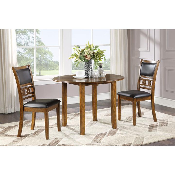 New Classic Furniture Furniture Gia Solid Wood Dining Drop Leaf Table 2 Chairs in Brown