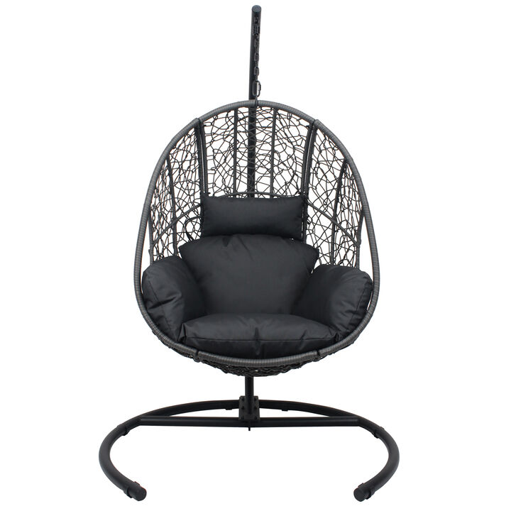 New Comming Outdoor Indoor PE Wicker Swing Egg Chair Gray Color