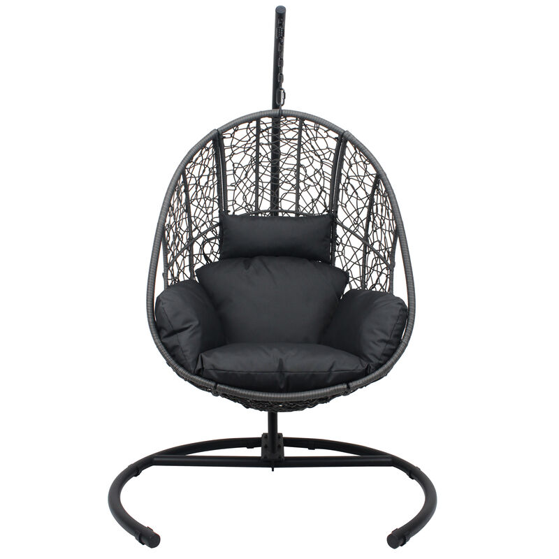 New Comming Outdoor Indoor PE Wicker Swing Egg Chair Gray Color