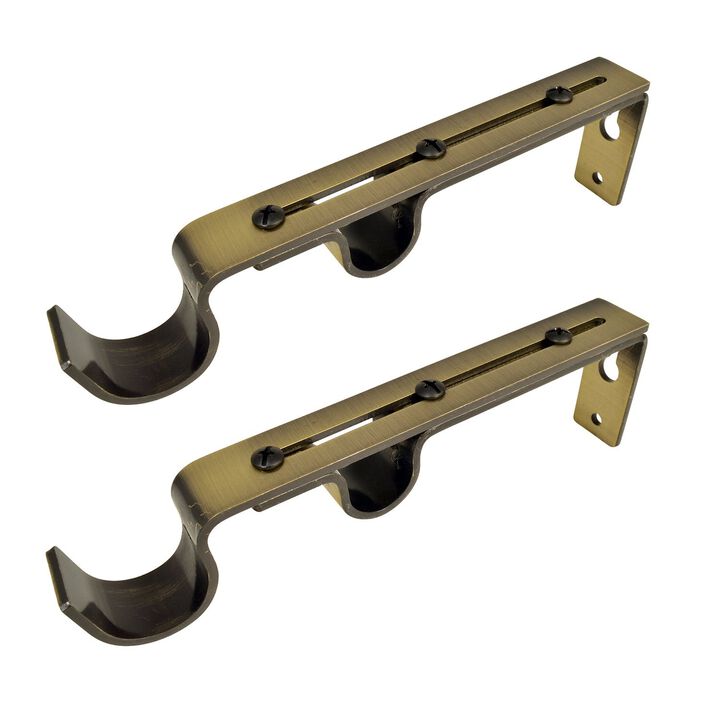 Set of 2 Double Wall Brackets for Curtain Rod