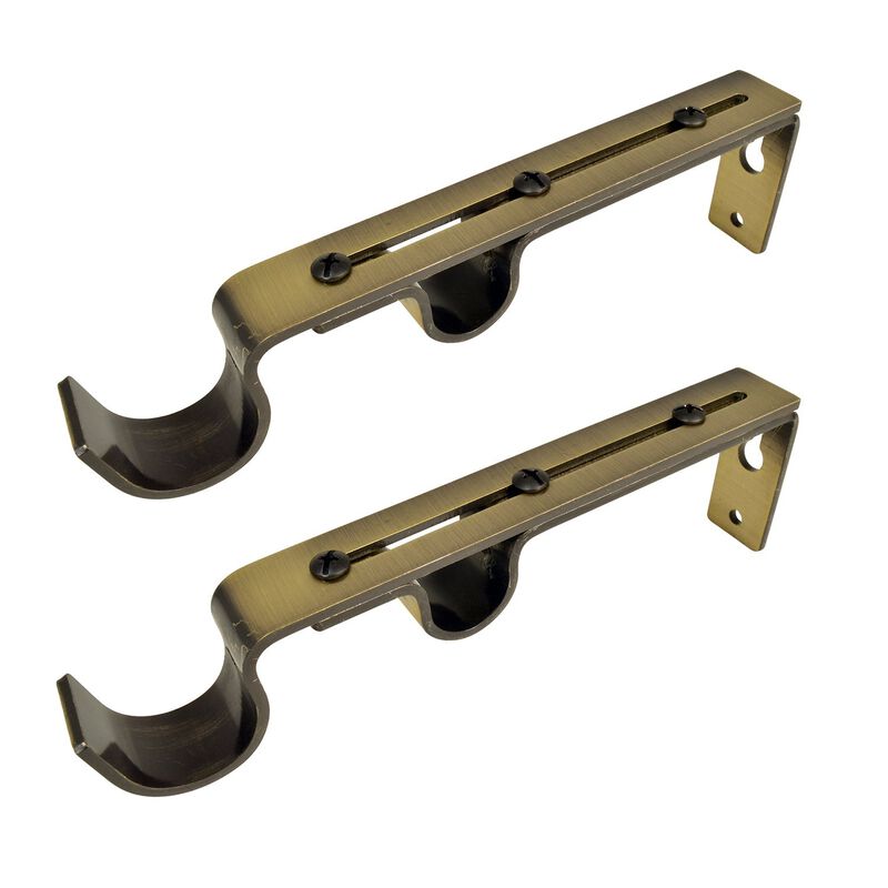 Set of 2 Double Wall Brackets for Curtain Rod