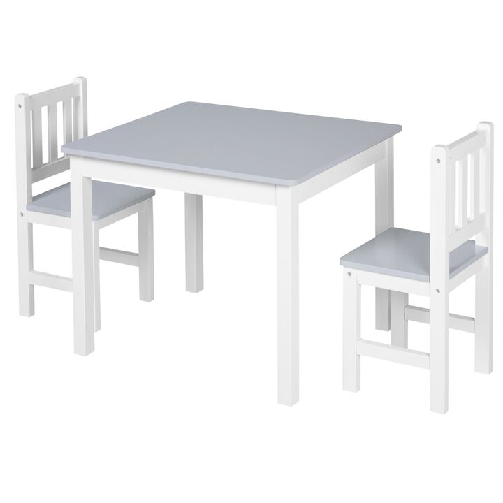 Gray Kids' Activity Set: 3-Piece Table and Chairs for Arts and Crafts